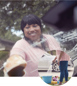 Close-up of woman washing car after rheumatoid arthritis (RA) treatment Close-up of woman washing car after rheumatoid arthritis (RA) treatment