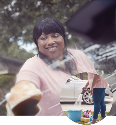 Close-up of woman washing car after rheumatoid arthritis (RA) treatment Close-up of woman washing car after rheumatoid arthritis (RA) treatment
