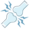Icon of bones colliding indicating joint damage Joint Pain Icon