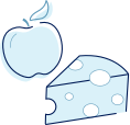 Apple and cheese icon indicating loss of appetite as an RA symptom Loss of Appetite Icon