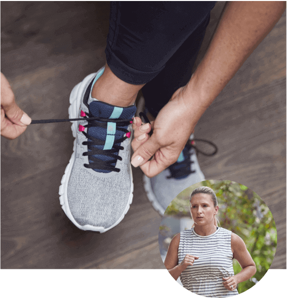 Woman Tying Shoes to go on a run